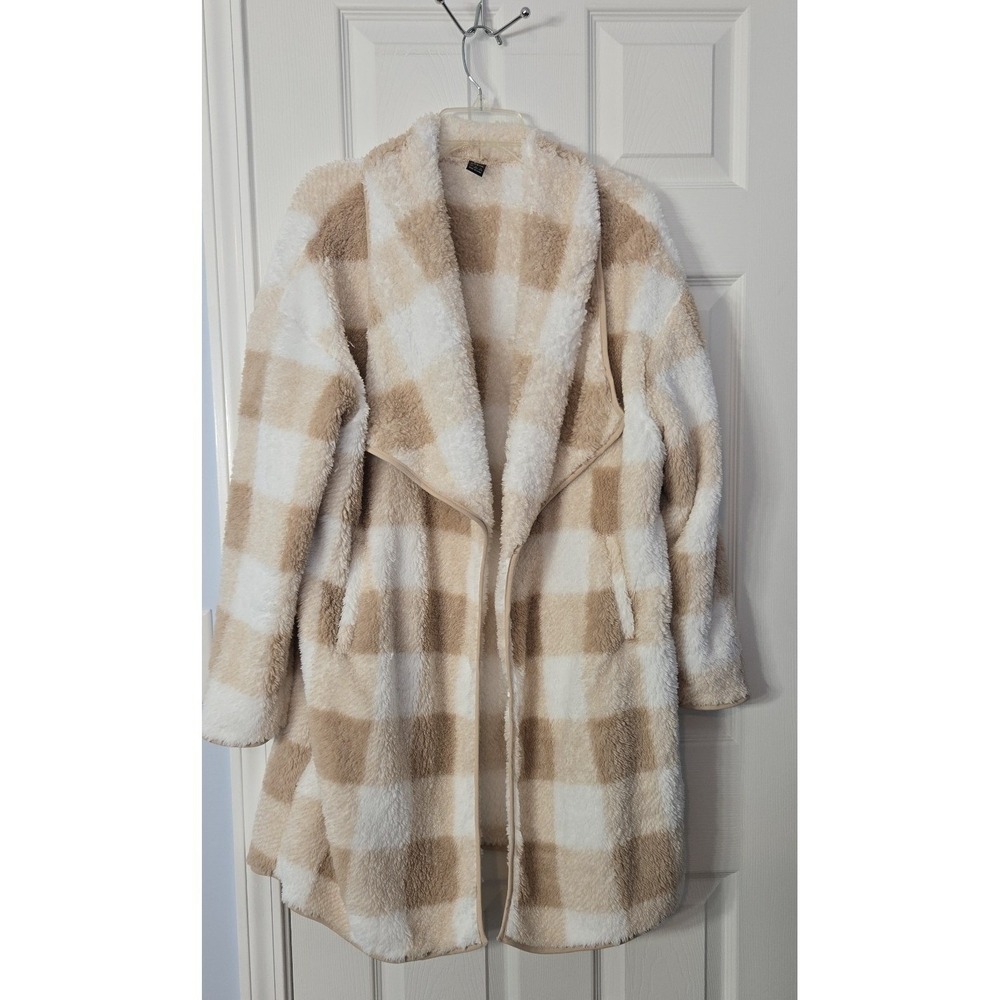 Shein Womans Soft Sharpa Style Cardigan Size Large